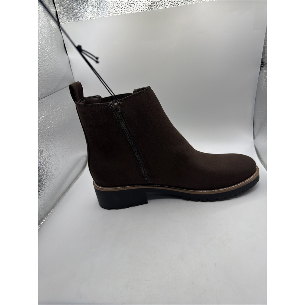 KENSIE Women's KAYLA Suede Boot Size 9 Brown Side Zip Chelsea Bootie - Picture 4 of 9